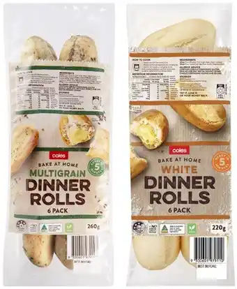 Coles Coles bake at home dinner rolls 6 pack offer