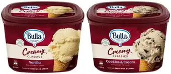 Coles Bulla creamy classic tubs 2 litre offer