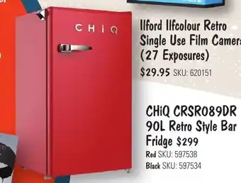 JB Hi-Fi CHIQ CRSR089DR 90L Retro Style Bar Fridge offer