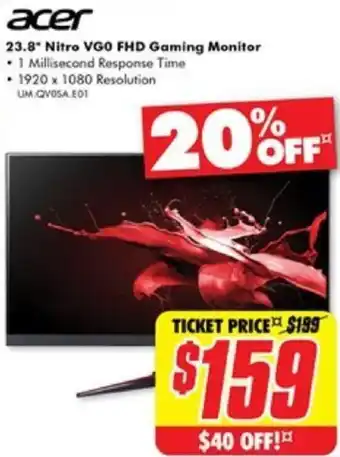 The Good Guys 23.8" Nitro VG0 FHD Gaming Monitor offer