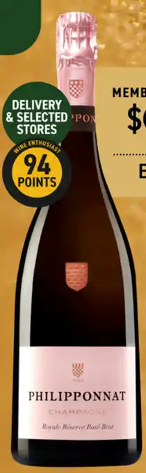 Dan Murphy's PHILIPPONNAT CHAMPAGNE ROYALE RÉSERVE ROSÉ offer