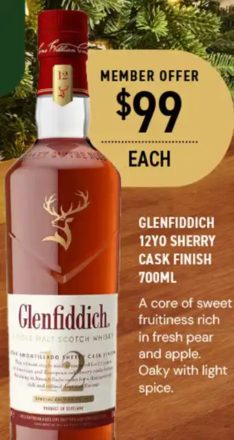 Dan Murphy's GLENFIDDICH 12YO SHERRY CASK FINISH 700ML offer