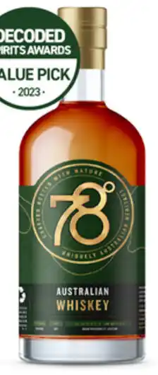 78 Degrees Australian Whiskey 700mL