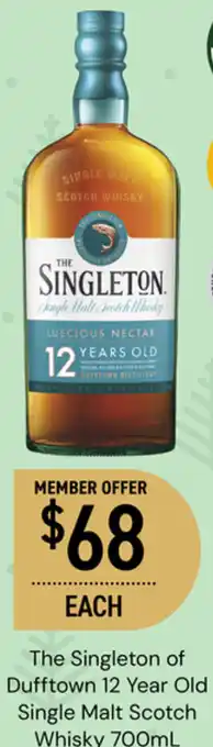 Dan Murphy's The Singleton of Dufftown 12 Year Old Single Malt Scotch Whisky 700mL offer