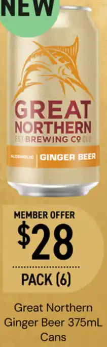 Dan Murphy's Great Northern Ginger Beer 375mL Cans offer