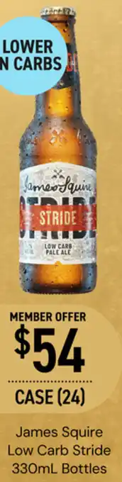 Dan Murphy's James Squire Low Carb Stride 330mL Bottles offer