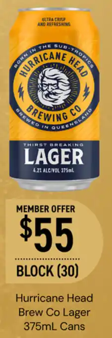 Dan Murphy's Hurricane Head Brew Co Lager 375mL Cans offer