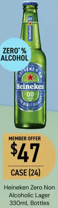 Dan Murphy's Heineken Zero Non Alcoholic Lager 330mL Bottles offer