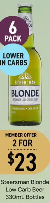 Dan Murphy's Steersman Blonde Low Carb Beer 330mL Bottles offer