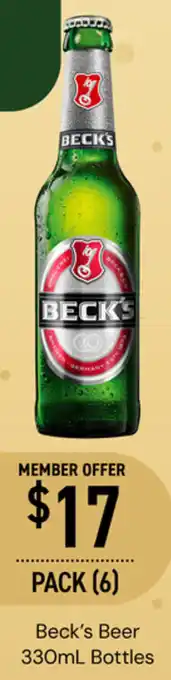 Dan Murphy's Beck's Beer 330mL Bottles offer