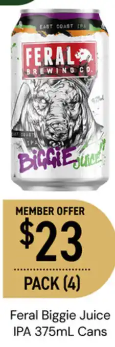 Dan Murphy's Feral Biggie Juice IPA 375mL Cans offer