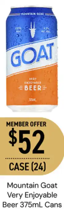 Dan Murphy's Mountain Goat Very Enjoyable Beer 375mL Cans offer
