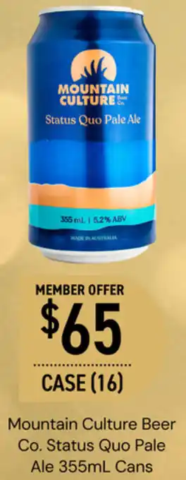 Dan Murphy's Mountain Culture Beer Co. Status Quo Pale Ale 355mL Cans offer