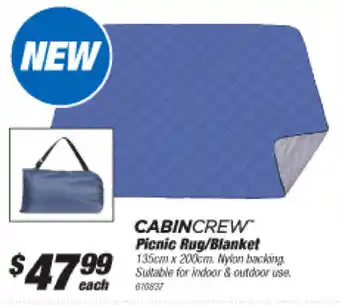 Cabincrew Picnic Rug/Blanket 135cm x 200cm