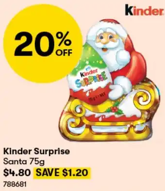 BIG W Kinder Surprise Santa 75g offer