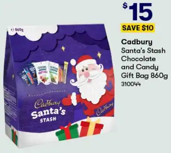BIG W Cadbury Santa's Stash Chocolate and Candy Gift Bag 860g offer