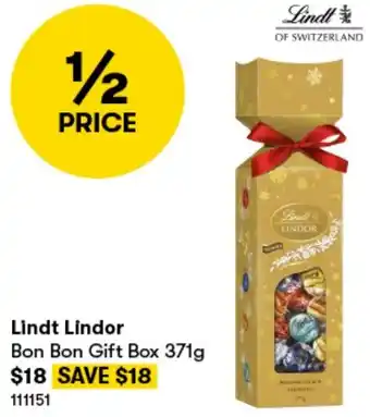 BIG W Lindt Lindor Bon Bon Gift Box 371g offer