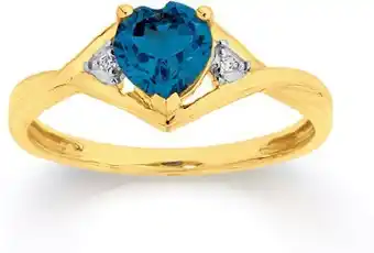 Angus & Coote 9ct gold london blue topaz & diamond ring offer