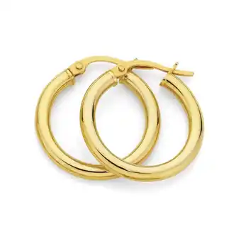 Angus & Coote 9ct gold 2.5x15mm hoop earrings offer