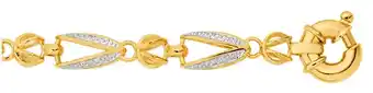 Angus & Coote 9ct gold two tone 19cm solid tulip link bolt ring bracelet offer