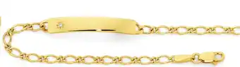 Angus & Coote 9ct gold kids 16cm solid diamond set id 1+1 bracelet offer