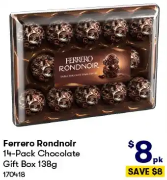 Ferrero Rondnoir 14-Pack Chocolate Gift Box 138g