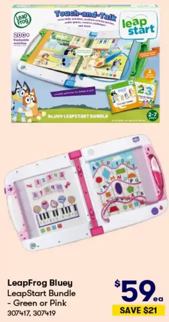 BIG W LeapFrog Bluey LeapStart Bundle - Green or Pink offer
