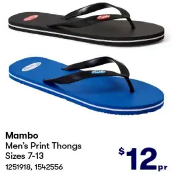 BIG W Mambo Men's Print Thongs offer