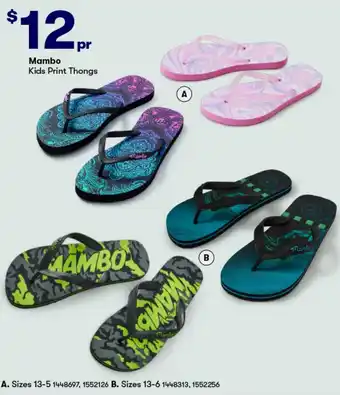 BIG W Mambo Kids Print Thongs offer