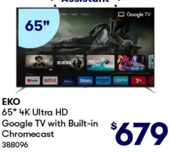 BIG W EKO 65" 4K Ultra HD Google TV with Built-in Chromecast offer