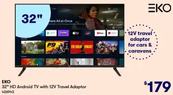 BIG W 32" HD Android TV with 12V Travel Adaptor offer