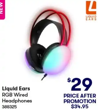 BIG W Liquid Ears RGB Wired Headphones offer