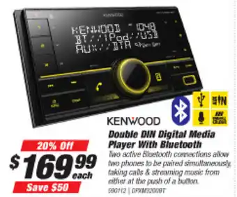Kenwood Double DIN Digital Media Player With Bluetooth