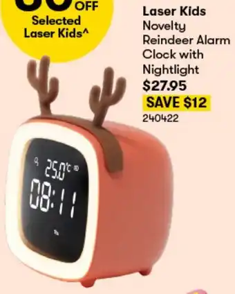 BIG W Laser Kids Novelty Reindeer Alarm Clock with Nightlight offer