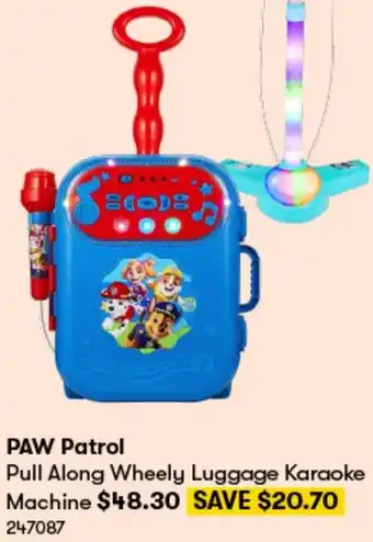 BIG W PAW Patrol Pull Along Wheely Luggage Karaoke Machine offer