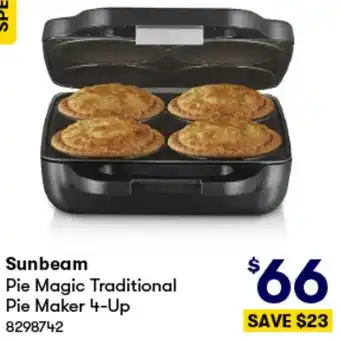 BIG W Sunbeam Pie Magic Traditional Pie Maker 4-Up offer