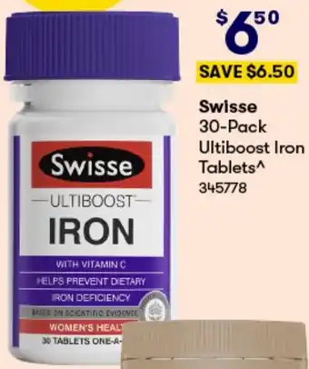 BIG W Swisse 30-Pack Ultiboost Iron Tablets offer