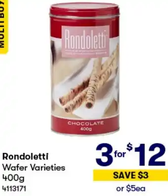 BIG W Rondoletti Wafer Varieties 400g offer
