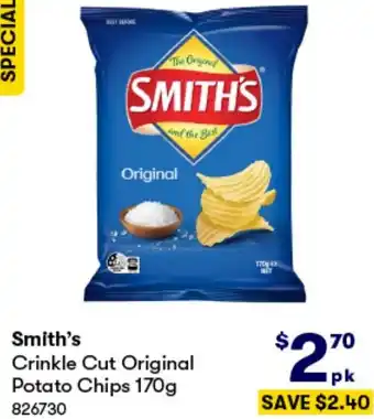 BIG W Smith's Crinkle Cut Original Potato Chips 170g offer
