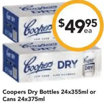 Cellarbrations Coopers Dry Bottles 24x355ml or Cans 24x375ml offer