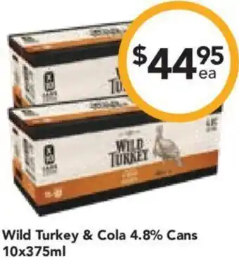 Wild Turkey & Cola 4.8% Cans 10x375ml