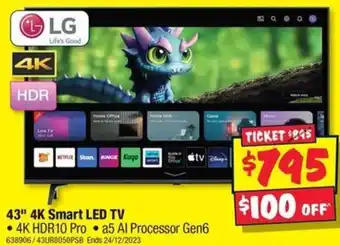 JB Hi-Fi 43" 4K Smart LED TV offer