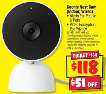 JB Hi-Fi Google Nest Cam (Indoor, Wired) offer