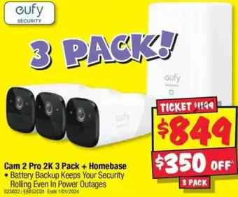 JB Hi-Fi Cam 2 Pro 2K 3 Pack + Homebase offer