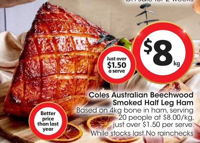 Coles Australian Beechwood Smoked Half Leg Ham offer at Coles