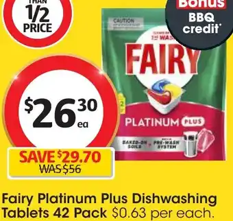Coles Fairy Platinum Plus Dishwashing Tablets 42 Pack offer