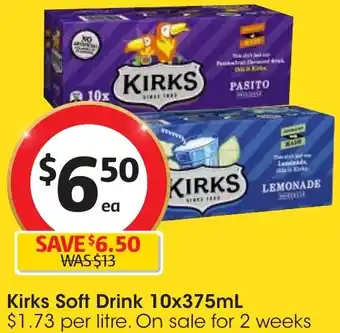 Coles Kirks Soft Drink 10x375mL offer