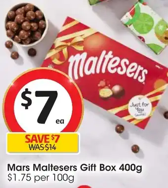 Coles Mars Maltesers Gift Box 400g offer
