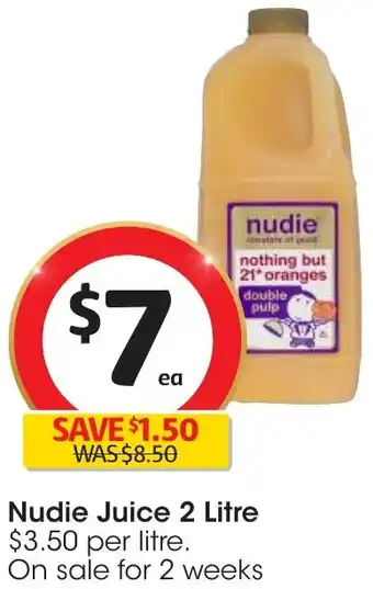 Coles Nudie Juice 2 Litre offer