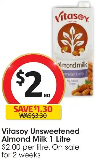 Coles Vitasoy Unsweetened Almond Milk 1 Litre offer